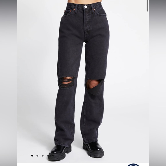 Re/done 90’s High Rise Loose In Black - Picture 4 of 11